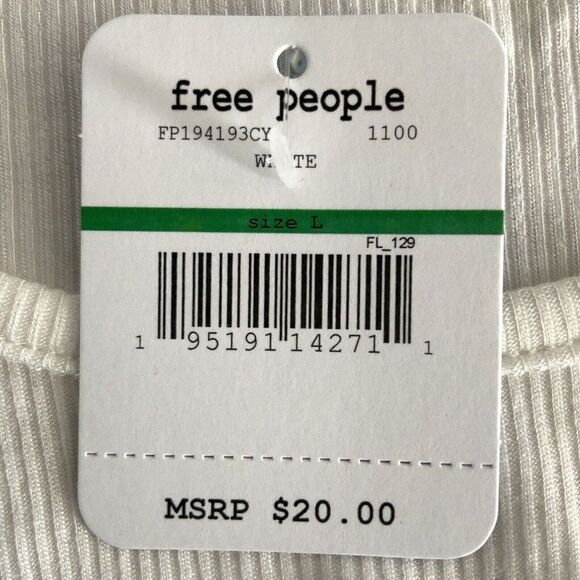 Free People Ribbed Crop White High Neck Sleeveless L - Picture 8 of 9